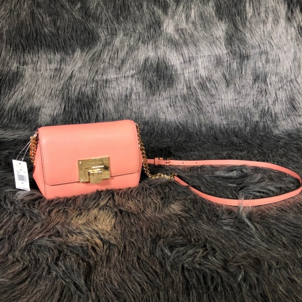 Michael Kors Tina Clutch & Crossbody Bag in Peach